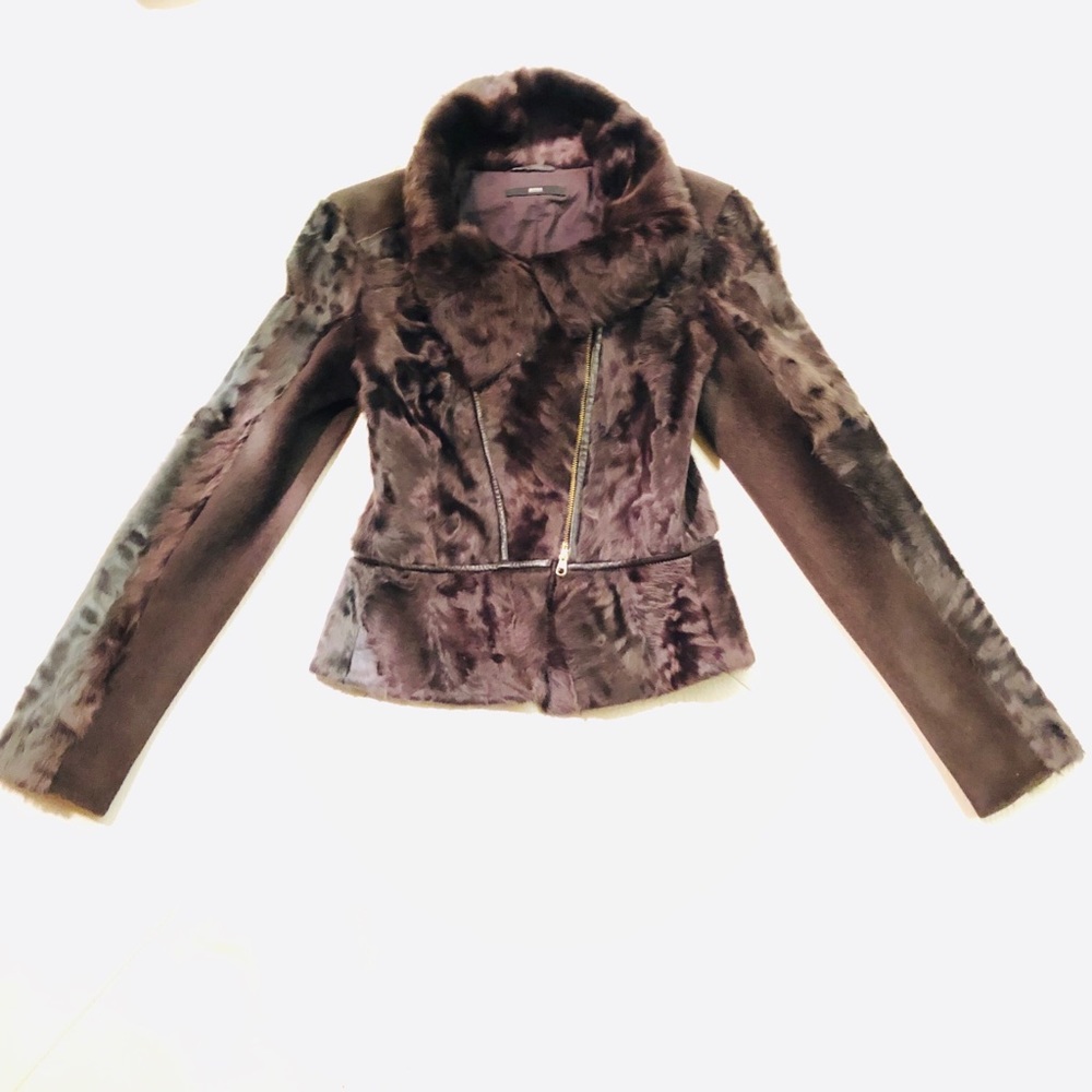 BOSS BLACK FUR/LEATHER JACKET